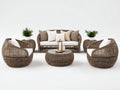 Gartensofa Set aus Polyrattan 150 x 78 x 82 cm - Braun und Cremeweiß - 6-teiliges Loungeset mit 2-Sitzer-Sofa 2 Sesseln und 3 Tischen