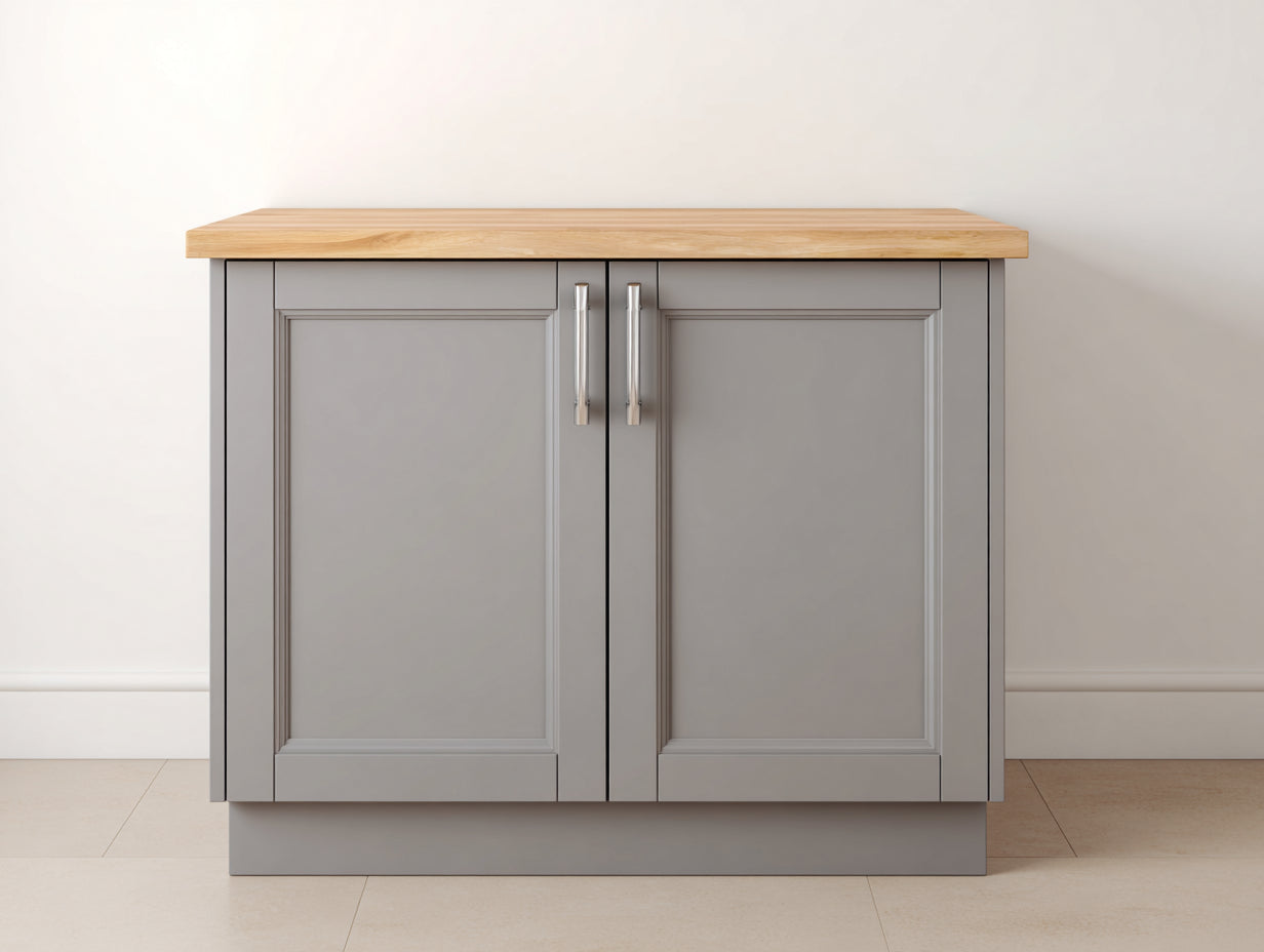 Sideboards aus Holzwerkstoff 100 x 40 x 85 cm - Grau und Natur - Klassisches Design mit 2 Türen und Deckplatte in Holzoptik