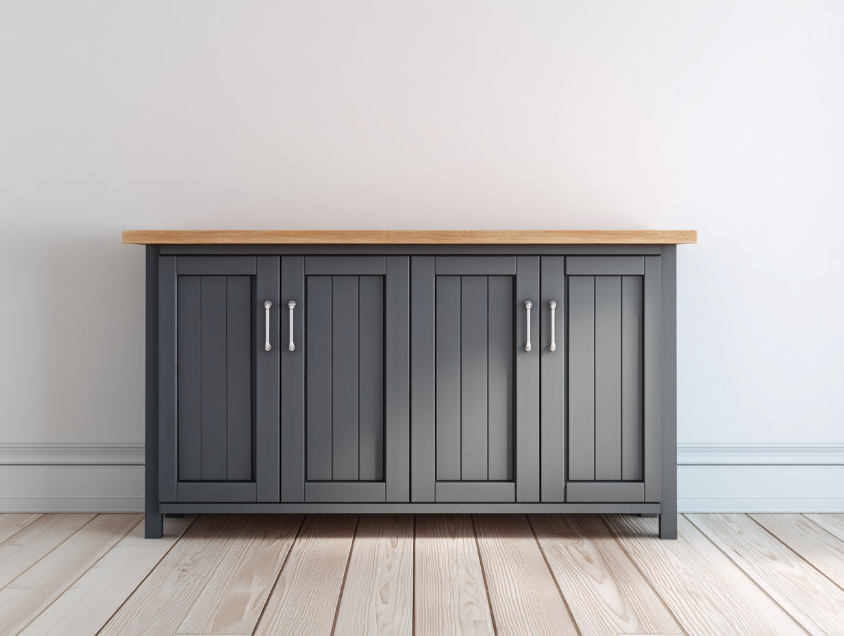 Sideboards mit vier Türen 160x45x85 cm - Anthrazit und Naturholz - Landhausstil mit großzügigem Stauraum