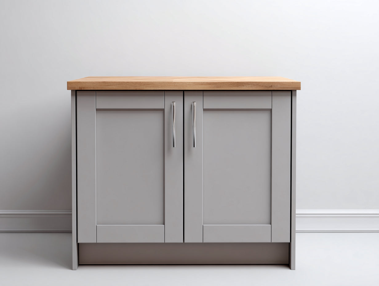 Sideboards aus Holzwerkstoff 96 x 40 x 88 cm - Grau und Natur - Klassisches Design mit 2 Türen und Holzoptik Deckplatte