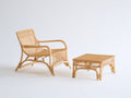 Polyrattan Gartensessel Set 72 x 78 x 88 cm - Naturbeige - 2-teilig mit Armlehnen und Fußhocker