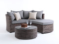 Gartensofa mit Gartentisch aus Polyrattan 220 x 150 x 75 cm - Grau Braun - Abgerundetes Eckdesign für Terrasse und Garten