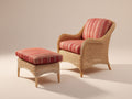 Polyrattan Gartensessel Set mit Fußhocker 78 x 82 x 90 cm - Naturbraun und Rot - Gepolstertes Loungedesign mit geschwungenen Armlehnen