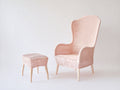 Polyrattan Gartensessel mit Fußhocker 78 x 82 x 112 cm - Rosé Naturholz - Hohe Rückenlehne für Garten Terrasse und Wintergarten