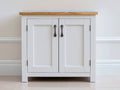 Sideboard mit 2 Türen aus Holzwerkstoff 80 x 40 x 85 cm - Weiß Naturbraun - Landhausdesign für Esszimmer Flur und Wohnbereich