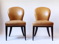 Esszimmerstühle 2er Set aus Kunstleder mit Holzbeinen 50 x 58 x 88 cm - Cognacbraun und Dunkelbraun - Gepolstertes Vintage Design ohne Armlehnen