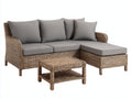 Gartensofa Set aus Rattangeflecht 210 x 150 x 78 cm - Naturbraun und Grau - Eckform mit Couchtisch