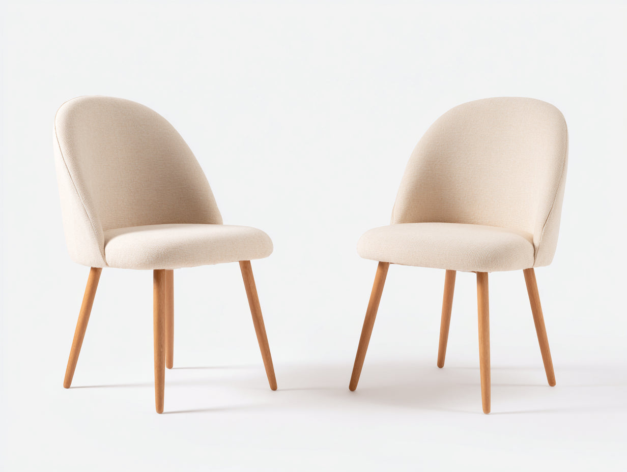 Esszimmerstühle 2er-Set mit Stoffbezug 58 x 54 x 84 cm - Beige und Naturbraun - Modernes Design mit Holzbeinen
