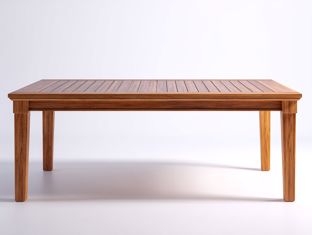 Gartentisch aus Holz 180 x 90 x 75 cm - Naturbraun - Rechteckiger Esstisch mit Lamellenplatte und 4 Beinen