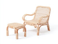 Polyrattan Gartensessel mit Fußhocker 73 x 78 x 89 cm - Naturfarben - Geschwungener Retro-Loungestil