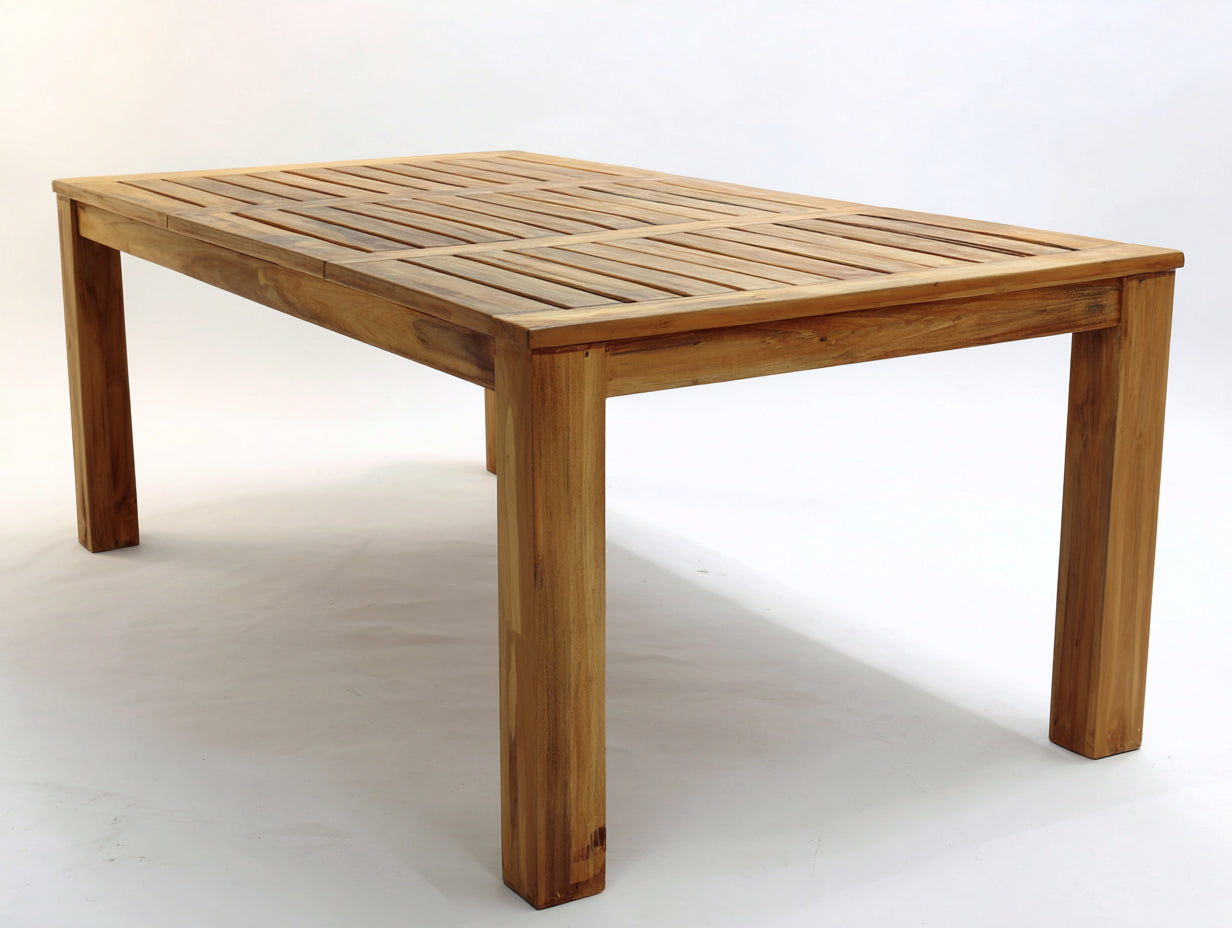 Gartentisch aus Holz 200x100x75 cm - Naturbraun - rechteckige Lamellenplatte mit stabilem Vierbeingestell